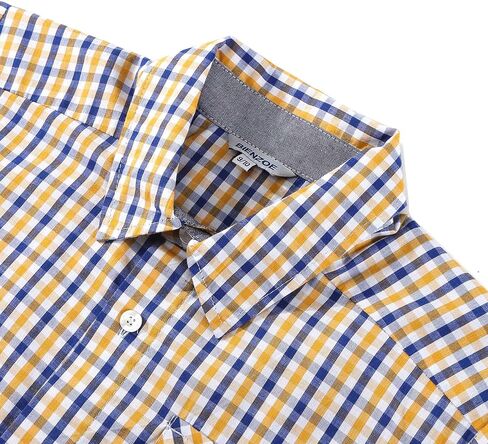 قميص Bienzoe للأولاد بياقة كاجوال: قمصان رياضية منقوشة بأزرار سفلية للأطفال in Kuwait