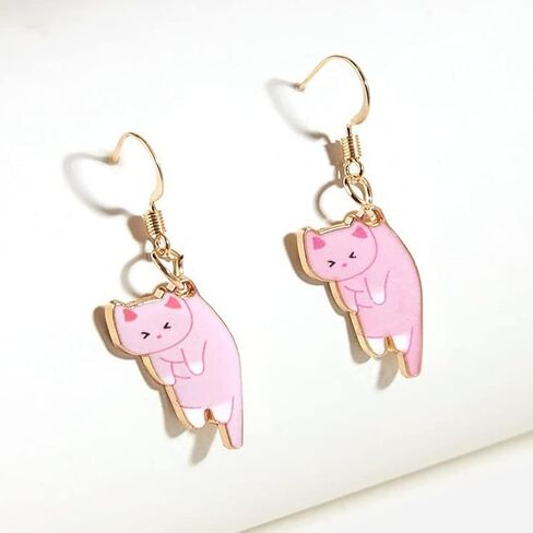 Sweet Kawaii Animals Kitten Drop Dangle Lovely Funny Cute Cartoon Aesthetic Cat Lover Person Creative Earrings Friendship Jewelry for Women in Saudi Arabia