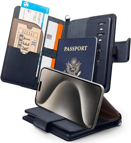 حامل جواز سفر نانو بوب للسفر من كيسولوجي [ميزة الوقوف مع خاصية حجب RFID] محفظة للنساء والرجال، مع حافظة فتحة للبطاقات (2024) - سمسم أسود in Kuwait