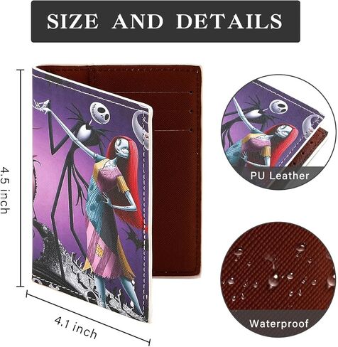 كابوس قبل عيد الميلاد غطاء حامل جواز السفر الجلدي، جاك سالي كوسبلاي محفظة جواز السفر حافظة بطاقة الائتمان للنساء الفتيات (PAC-SDY A) in Kuwait