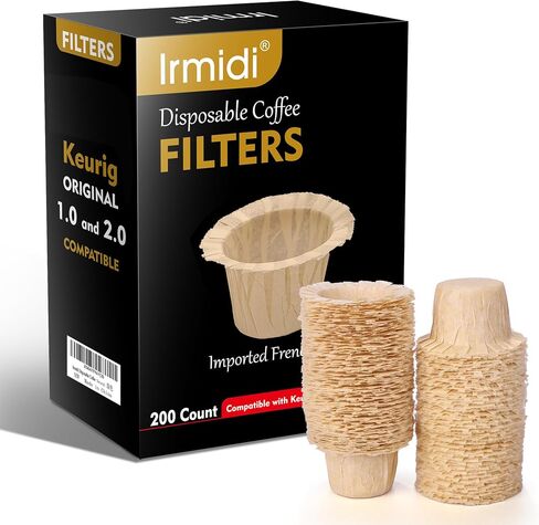 مرشحات القهوة Irmidi للاستعمال مرة واحدة، عدد 100 مرشحات أكواب Natura K لماكينات صنع القهوة Keurig 1.0 و2.0 in Kuwait