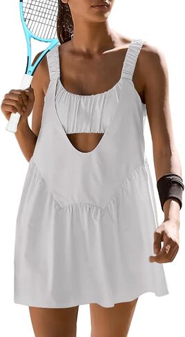 Sexyasasii Tennis Dress Built in Bra and Shorts Pockets Casual Summer Workout Women Golf Dresses White Athletic Outfits for Cycling in Kuwait