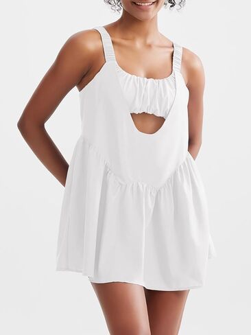 Sexyasasii Tennis Dress Built in Bra and Shorts Pockets Casual Summer Workout Women Golf Dresses White Athletic Outfits for Cycling in Kuwait