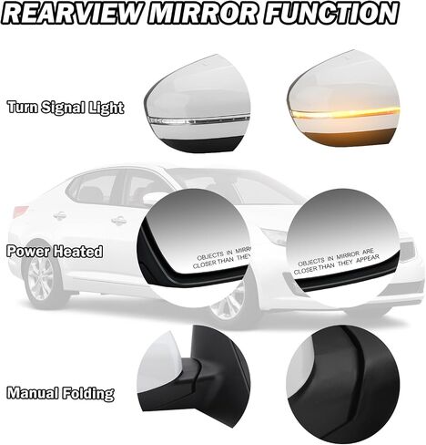For Kia Optima 2011 2012 2013 Power With Turn Signal Side Door View Mirror Passenger Right（White） in Saudi Arabia