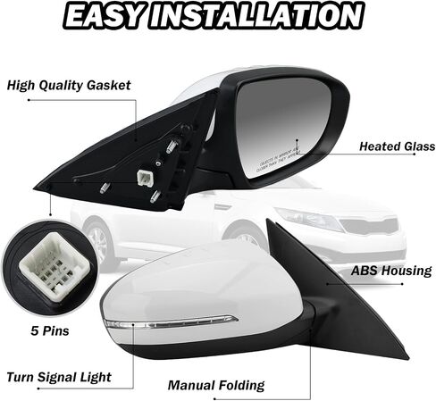 For Kia Optima 2011 2012 2013 Power With Turn Signal Side Door View Mirror Passenger Right（White） in Saudi Arabia