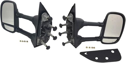 PartsFlow 2Pcs Manual Tow Telescopic Side Mirror For 2002-2016 Ford E-350 Super Duty/E-150/E-250/Econoline Van/Econoline/E-150 Club Wagon/E-350 Club Wagon/E-150 Econoline Club Wagon/E-250 Econoline in Saudi Arabia