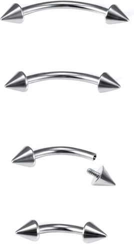Dyknasz Internally Threaded Eyebrow Piercing Jewelry Titanium Curved Barbell Tiny Eyebrow Ring Vertical Labret Lip Jewelry Ear Rook Small Belly Button Ring for Women Men 16g 6mm/8mm/10mm/12mm in Kuwait