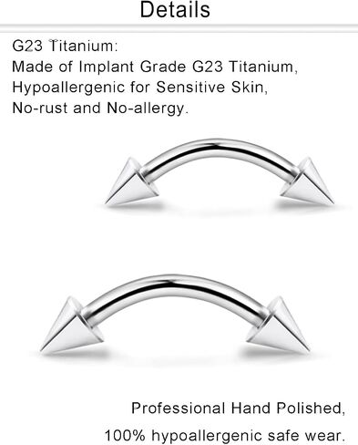 Dyknasz Internally Threaded Eyebrow Piercing Jewelry Titanium Curved Barbell Tiny Eyebrow Ring Vertical Labret Lip Jewelry Ear Rook Small Belly Button Ring for Women Men 16g 6mm/8mm/10mm/12mm in Kuwait