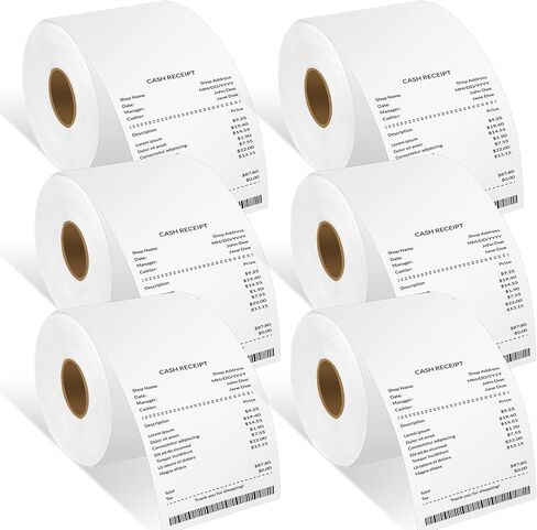 استبدال ورق DYMO الأبيض المستمر 30270 ورق الإيصالات المستمر غير اللاصق 2-1/4 بوصة × 249 قدم لكاتب الملصقات 400 450 Duo 450 Turbo 4XL 300 310 ورق بطاقات الائتمان لملصقات الطابعة in Kuwait
