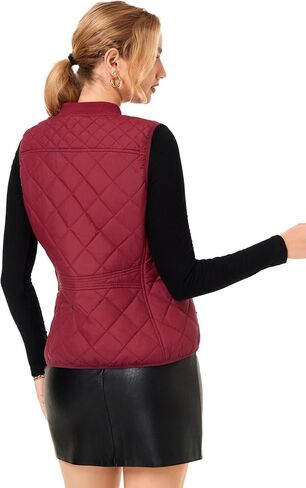Fuinloth Women's Quilted Vest, Rib Collar Lightweight Zip Padded Gilet in Saudi Arabia