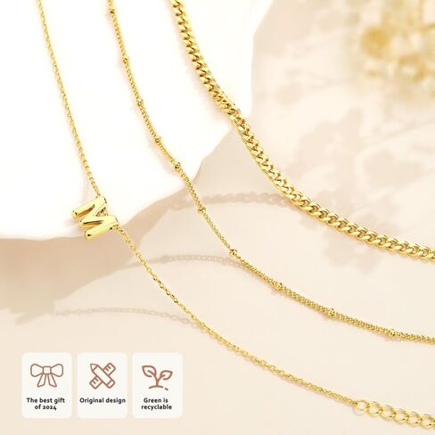 3PCS White Gold Initial Bracelets for Women Dainty 14K Gold Bracelet Stack Letter Link Charm A-Z Monogram Bracelet Anti Tarnish Jewelry Gifts for Women in Saudi Arabia