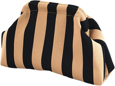 Crochet Clutch Purses for Women Dumpling Bag Woven Beach Cutch Evening Handbags Striped Cloud Purse in Saudi Arabia