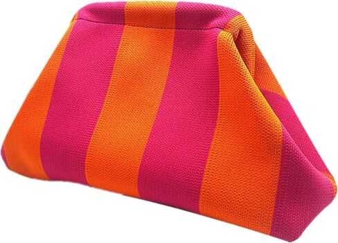 Crochet Clutch Purses for Women Dumpling Bag Woven Beach Cutch Evening Handbags Striped Cloud Purse in Saudi Arabia