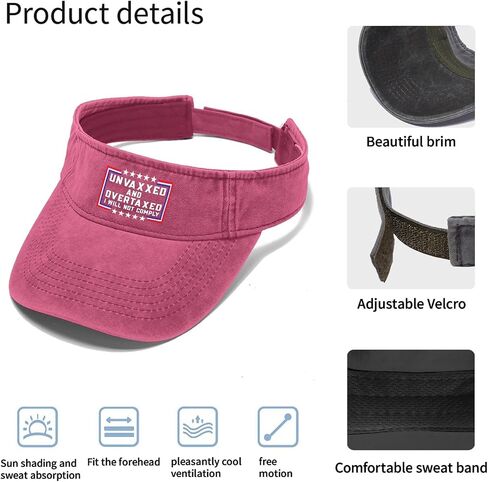 Unvaxxed and Overtaxed I Will Not Cap funny Sun Visor Hats for Women Visor Hats Reversible Running in Saudi Arabia