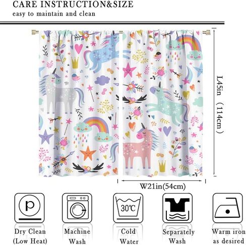 Unicorn Blackout Curtains for Kids Room Cute Cartoon Rainbow Window Curtains for Girls Bedroom Colorful Unicorns Window Drapes for Living Room Set 2 Panels,42x45 Inches in Saudi Arabia