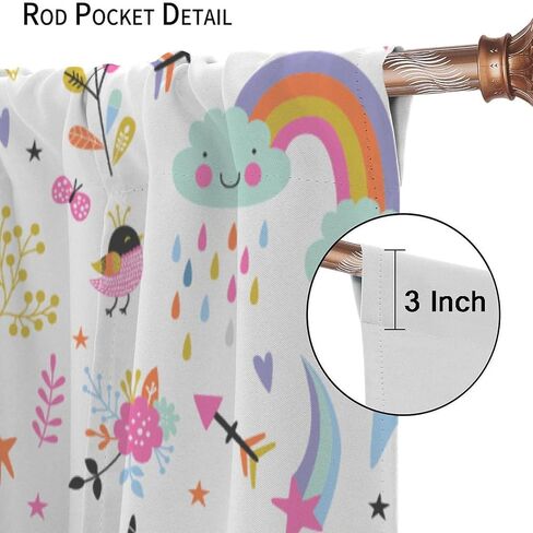 Unicorn Blackout Curtains for Kids Room Cute Cartoon Rainbow Window Curtains for Girls Bedroom Colorful Unicorns Window Drapes for Living Room Set 2 Panels,42x45 Inches in Saudi Arabia