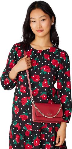 Kate Spade New York Women's Madison Saffiano Leather Small Flip CrossBody Bag, Candied Cherry in Saudi Arabia