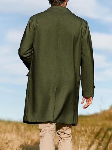 MNCEGEER Men's Trench Coat Notch Lapel Double Breasted Casual Cotton Blend Peacoat in Kuwait