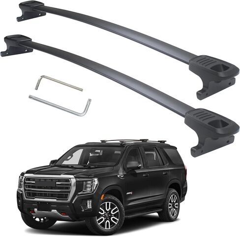 قضبان عرضية لحامل السقف بوزن 260 رطل من Autekcomma متوافقة مع Chevy Suburban/Tahoe/GMC Yukon(XL/Cadillac Escalade طوال العام/Escalade ESV 2015-2020 مضادة للتآكل، ألومنيوم كامل أسود غير لامع in Kuwait