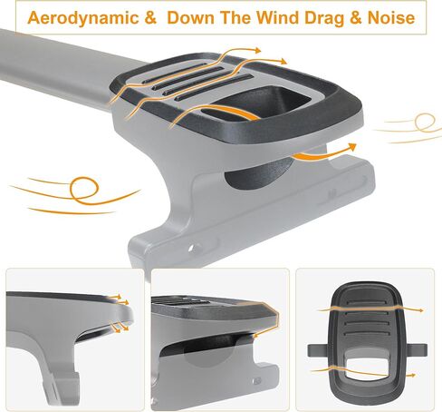 قضبان عرضية لحامل السقف بوزن 260 رطل من Autekcomma متوافقة مع Chevy Suburban/Tahoe/GMC Yukon(XL/Cadillac Escalade طوال العام/Escalade ESV 2015-2020 مضادة للتآكل، ألومنيوم كامل أسود غير لامع in Kuwait