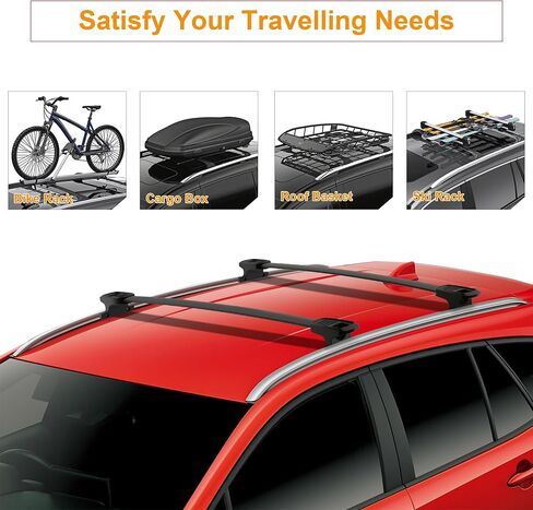 قضبان عرضية لحامل السقف بوزن 260 رطل من Autekcomma متوافقة مع Chevy Suburban/Tahoe/GMC Yukon(XL/Cadillac Escalade طوال العام/Escalade ESV 2015-2020 مضادة للتآكل، ألومنيوم كامل أسود غير لامع in Kuwait