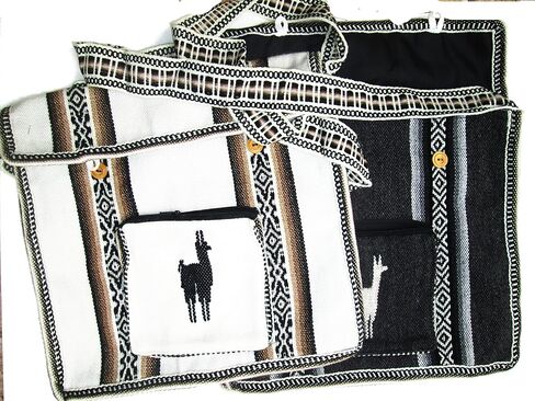 Black South American Peruvian Cross Body Messenger Bag Purse Stripes Llama Alpaca Wool Hippie (Black) in Saudi Arabia