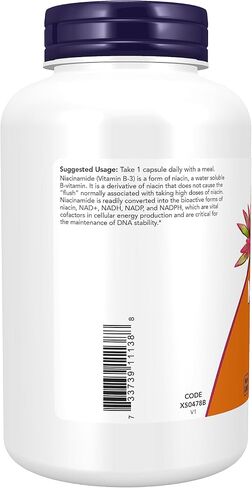 NOW Foods, Niacinamide (Vitamin B-3) 500 mg, Energy Production*, 250 Veg Capsules in Saudi Arabia