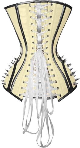 luvsecretlingerie Heavy Duty 26 Double Steel Boned Waist Training Leather Long Torso Overbust Tight Shaper Corset #8964-B-LE in Saudi Arabia