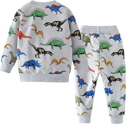 DDSOL Toddler Boys Outfit Dinosaur 2-Piece Long Sleeve Sweatshirt Top and Pant Playwear Set in Saudi Arabia