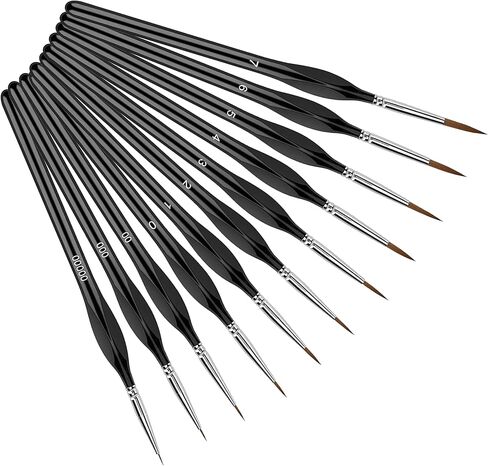 Miniature Paint Brushes, 11 Pcs Fine Detail Paint Brush, Miniature Paint Brushes Drybrush Set, Small Fine Detail Brushes for Acrylic, Citadel, Figurine,Oil, Watercolor,Paint by Number, Black in Saudi Arabia