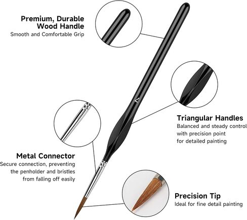 Miniature Paint Brushes, 11 Pcs Fine Detail Paint Brush, Miniature Paint Brushes Drybrush Set, Small Fine Detail Brushes for Acrylic, Citadel, Figurine,Oil, Watercolor,Paint by Number, Black in Saudi Arabia