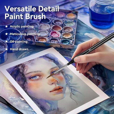 Miniature Paint Brushes, 11 Pcs Fine Detail Paint Brush, Miniature Paint Brushes Drybrush Set, Small Fine Detail Brushes for Acrylic, Citadel, Figurine,Oil, Watercolor,Paint by Number, Black in Saudi Arabia