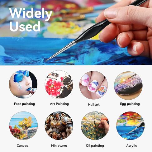 Miniature Paint Brushes, 11 Pcs Fine Detail Paint Brush, Miniature Paint Brushes Drybrush Set, Small Fine Detail Brushes for Acrylic, Citadel, Figurine,Oil, Watercolor,Paint by Number, Black in Saudi Arabia