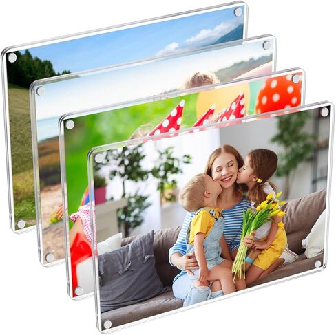 3 Pack- Acrylic Fridge Magnetic Frame, Acrylic Photo Picture Frames, Double Sided Photo Refrigerator Magnet Picture Frame, Clear Picture Display Frame, 6×4 In in Saudi Arabia