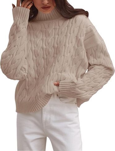 ZESICA Women's Sweaters 2024 Fall Winter Long Sleeve Mock Neck Solid Color Casual Loose Chunky Pullover Sweater in Kuwait