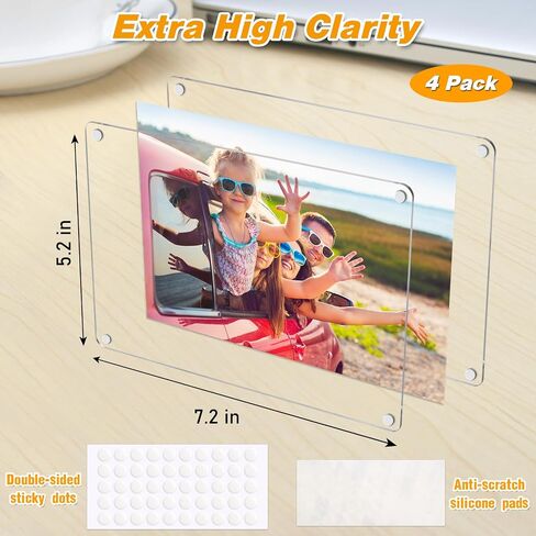 3 Pack- Acrylic Fridge Magnetic Frame, Acrylic Photo Picture Frames, Double Sided Photo Refrigerator Magnet Picture Frame, Clear Picture Display Frame, 6×4 In in Saudi Arabia