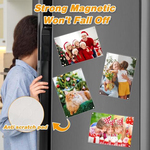 3 Pack- Acrylic Fridge Magnetic Frame, Acrylic Photo Picture Frames, Double Sided Photo Refrigerator Magnet Picture Frame, Clear Picture Display Frame, 6×4 In in Saudi Arabia