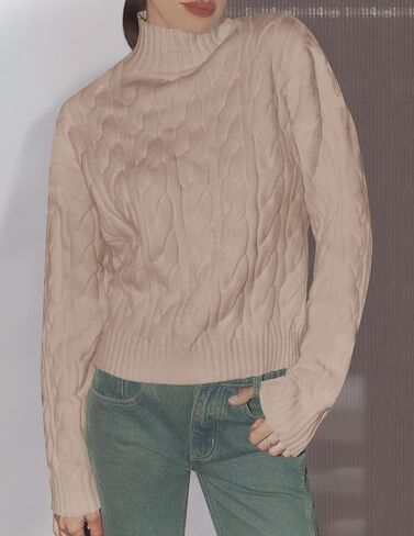 ZESICA Women's Sweaters 2024 Fall Winter Long Sleeve Mock Neck Solid Color Casual Loose Chunky Pullover Sweater in Kuwait