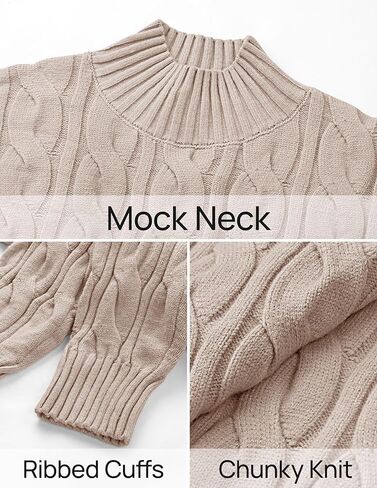 ZESICA Women's Sweaters 2024 Fall Winter Long Sleeve Mock Neck Solid Color Casual Loose Chunky Pullover Sweater in Kuwait