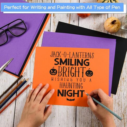 240 Sheets Halloween Cardstock 8.5 x 11" Thick Cardstock, 180gsm/65lb Cover, Double Sided Paper Card Stock for Halloween Card Making Arts Crafts Invitations Greeting Gift Tags(Black Orange Purple) in Saudi Arabia