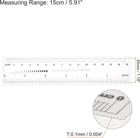 2pcs Film Flexible Ruler 4 Inch 0.1mm Scale PET Plastic Folding Straight Ruler Calibration Soft Ruler Measuring Tool for Factory, Transparent in Saudi Arabia