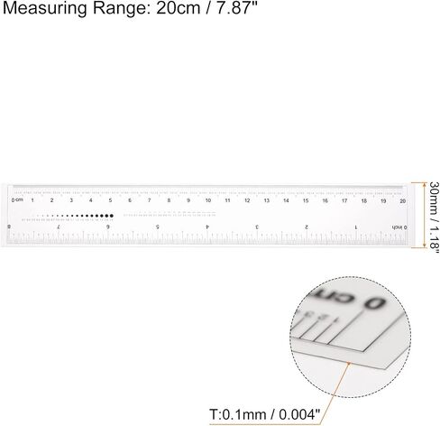 2pcs Film Flexible Ruler 4 Inch 0.1mm Scale PET Plastic Folding Straight Ruler Calibration Soft Ruler Measuring Tool for Factory, Transparent in Saudi Arabia