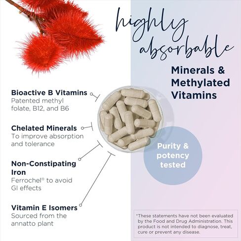 Designs for Health Prenatal Pro Methylated Multivitamin for Women - Prenatal Vitamins with Iron, A, D, E + Vitamin K with Methylated Folate, Calcium Magnesium Zinc for Nursing + Postpartum (120 Caps) in Saudi Arabia