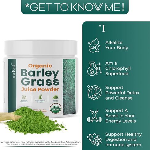 Organic Barley Grass Juice Powder– Utah Grown Raw Barley Grass Juice Extract & Green Juice Powder for Detox- Complements Wheatgrass Juice- Made to EverRaw® Standard with BioActive Dehydration™- 5.3 oz in Kuwait