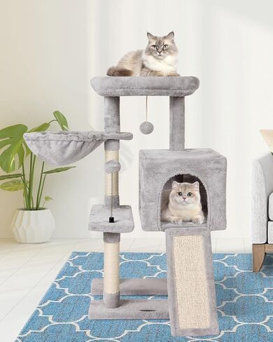 MIAO PAW 10Beige Cute Cat Tree Tower for Indoor Cats - Condo with Sisal Scratching Posts，Jump Platform Cat Furniture Activity Center Play House Bed Beige in Kuwait