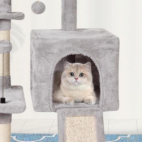 MIAO PAW 10Beige Cute Cat Tree Tower for Indoor Cats - Condo with Sisal Scratching Posts，Jump Platform Cat Furniture Activity Center Play House Bed Beige in Kuwait