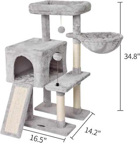 MIAO PAW 10Beige Cute Cat Tree Tower for Indoor Cats - Condo with Sisal Scratching Posts，Jump Platform Cat Furniture Activity Center Play House Bed Beige in Kuwait