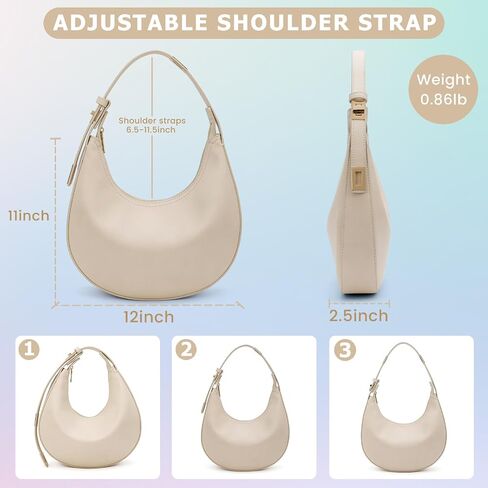 Shoulder Handbags 3 Ways Adjust Strap Shoulder Bag for Women Waterproof Leather Zip Closure Clutche Purses Hobo Bags in Saudi Arabia
