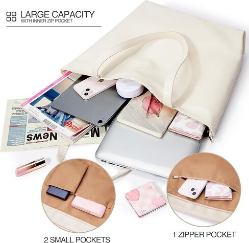 WLLWOO WLLWOO Soft PU Leather Tote Bag for Women Large Casual Hobo Handbags with Zipper Shoulder Work Bag Travel Purse in Saudi Arabia