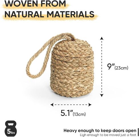 Decorative Door Stop with Handle, Natural Water Hyacinth Nautical Doorstop for Inside Door, Door Weight to Keep Door Open, Cute Door Stoppers for Bottom of Door, Heavy Weighted Door Stopper in Saudi Arabia